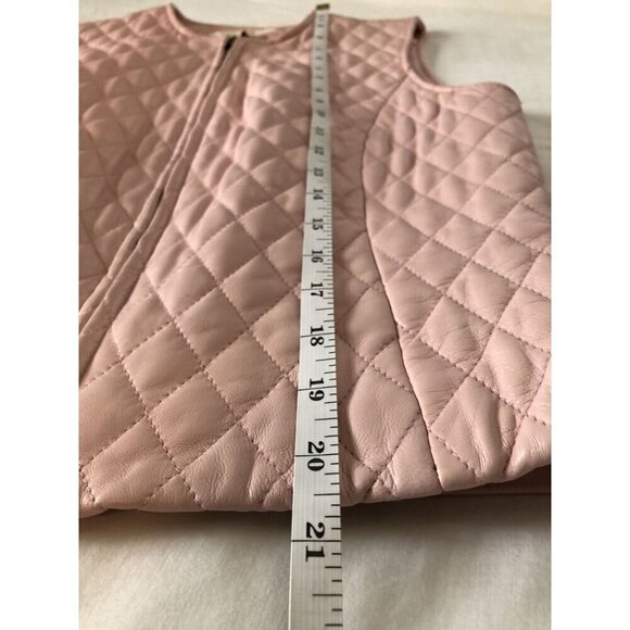 Peck & Peck Women's Quilted Lamb Leather Vest S Pink Zip-up Equestrian Preppy - Picture 11 of 11